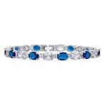 Vintage Style Alternating Oval Shape Purple CZ Cubic Zirconia Tennis Bracelet Silver Plated 7 Inch - Image 3