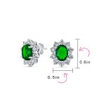 Classic Vintage Crown 1.5 CT CZ Stud Earrings with Green Simulated Emerald - Image 14