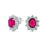 Classic Vintage Crown 1.5 CT CZ Stud Earrings with Green Simulated Emerald - Image 3