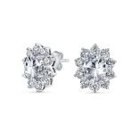 Bridal Prom Oval CZ Bolo Tennis Bracelet & Halo Stud Earrings Jewelry Set - Image 5
