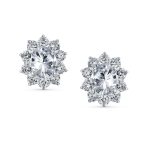 Bridal Prom Oval CZ Bolo Tennis Bracelet & Halo Stud Earrings Jewelry Set - Image 6