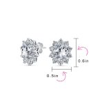 Set of 2 Classic Vintage Crown Black Clear 1.5 CT CZ Stud Earring Silver Plated - Image 4