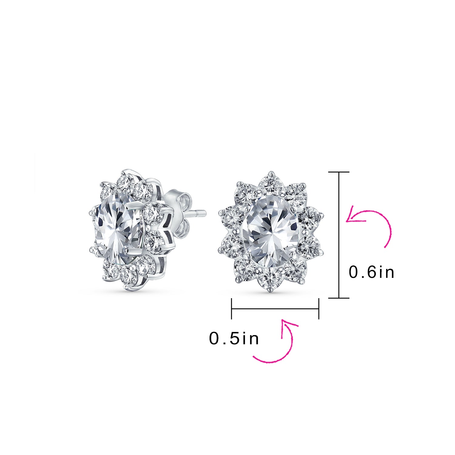 Set of 2 Classic Vintage Crown Black Clear 1.5 CT CZ Stud Earring Silver Plated - Image 4