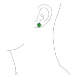 Classic Vintage Crown 1.5 CT CZ Stud Earrings with Green Simulated Emerald - Image 10