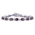 Vintage Style Alternating Oval Shape Purple CZ Cubic Zirconia Tennis Bracelet Silver Plated 7 Inch