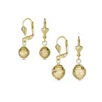 Set of 2 Elegant Vintage Drop Ball Earrings Gold Plated