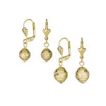 Set of 2 Elegant Vintage Drop Ball Earrings Gold Plated