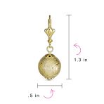 Vintage Diamond-Cut Drop Ball Earrings 18K Gold Plated 12MM - Image 4