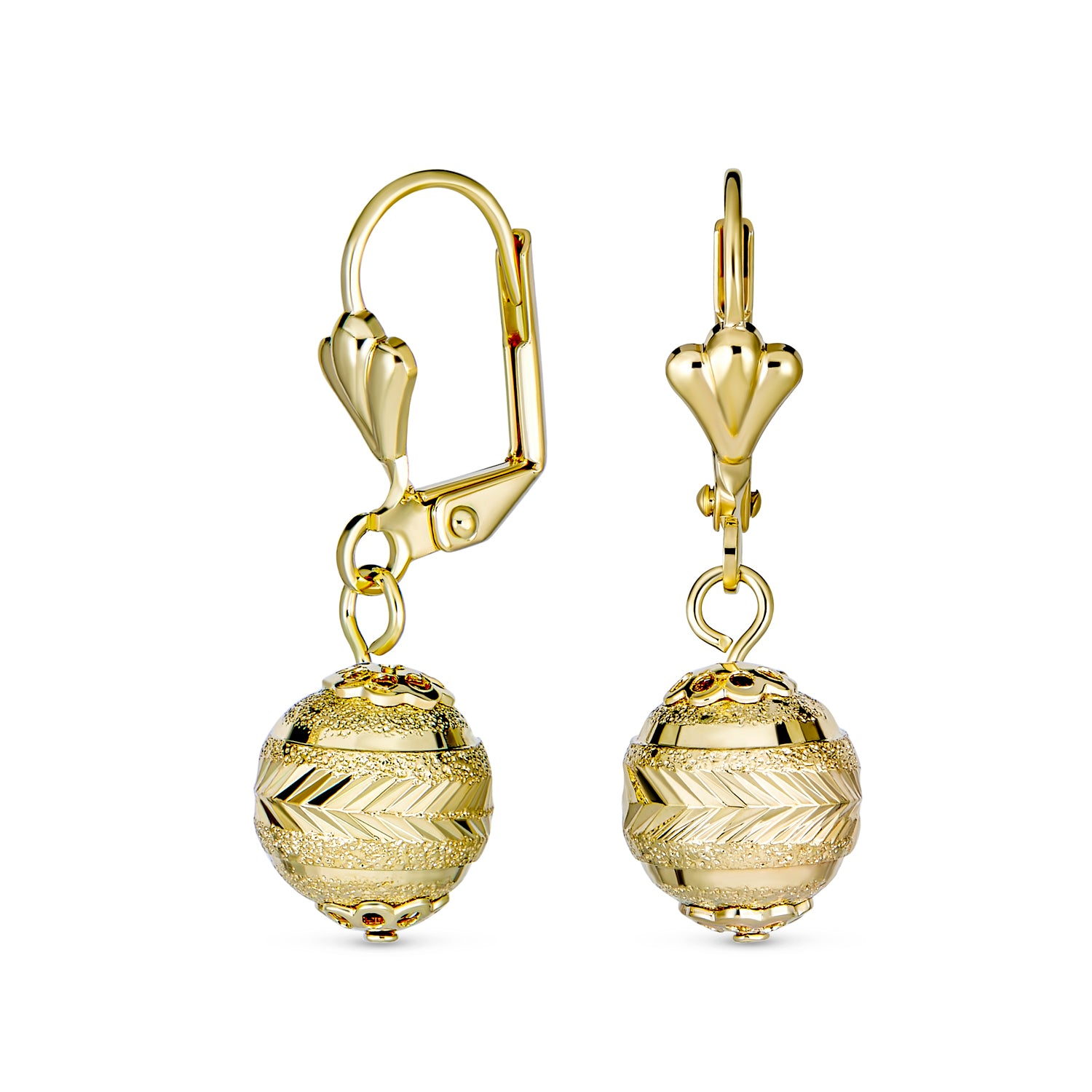 vintage-diamond-ball-round-gold-earring-sgs-er5938_1 Elegant Vintage Diamond-Cut Drop Ball Earrings 18K Gold Plated Lightweight 10MM - Image 1