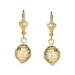 Elegant Vintage Diamond-Cut Drop Ball Earrings 18K Gold Plated Lightweight 10MM - Image 2