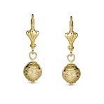 Set of 2 Elegant Vintage Drop Ball Earrings Gold Plated - Image 2