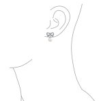 Victorian Dangle Chandelier Earrings with Ribbon CZ and Simulated Pearl Bow - Image 3