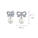 Victorian Dangle Chandelier Earrings with Ribbon CZ and Simulated Pearl Bow - Image 4