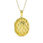 Antique Style Heart & Clover Oval Keepsake Photo Locket Necklace Gold Plated .925 Sterling Silver - Image 3