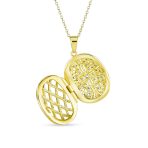 Antique Style Heart & Clover Oval Keepsake Photo Locket Necklace Gold Plated .925 Sterling Silver - Image 5