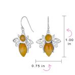 Garden Insect Orange Yellow Jade Queen Bumble Bee Dangle Drop Earrings .925 Sterling Silver - Image 8