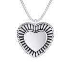 Romantic Double Hearts Pendant Necklace Framed Shape Oxidized .925 Sterling Silver Gift