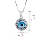 Spiritual Protection Amulet Round Circle Moving Floating Blue Evil Eye Filigree Charm Pendant Necklace Sterling Silver - Image 5