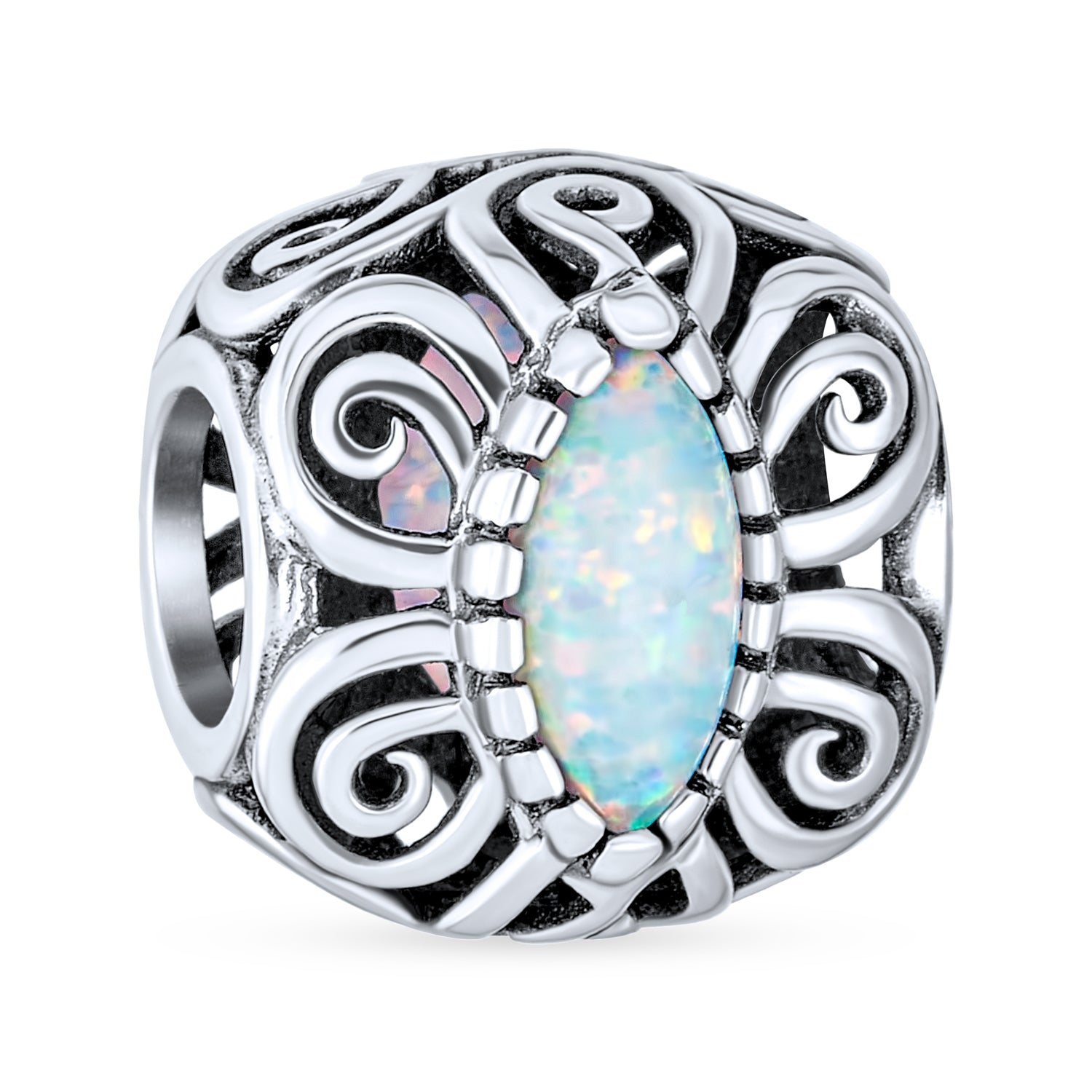 vintage-opal-filigree-butterfly-charm_pbx-hsz-160-drk Vintage Opal Scroll Milgrain Charm Bead in Sterling Silver for European Bracelet - Image 1