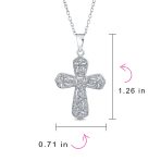 Elegant Bridal Necklace with Cubic Zirconia Cross Pendant in Sterling Silver - Image 4
