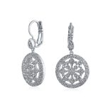 Bridal 5-Row Crystal Choker Necklace & Vintage CZ Compass Dangle Earrings Set - Image 5