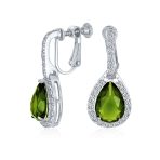 Classic 7CT Halo Red CZ Cubic Zirconia Drop Teardrop Clip On Earrings Adjustable Screw-back - Image 6