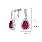 Classic 7CT Halo Red CZ Cubic Zirconia Drop Teardrop Clip On Earrings Adjustable Screw-back - Image 28