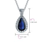 5CT Solitaire Teardrop Halo Cubic Zirconia CZ Pendant Necklace Silver Plated - Image 25