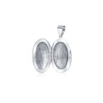Vintage Style Floral Design Small Oval Shape Photo Locket Necklace Pendant .925 Sterling Silver - Image 2