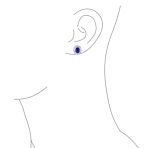 Classic Style Crown 1.5 CT CZ Halo Oval Stud Earrings Rhodium Plated Brass - Image 5