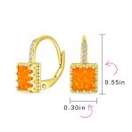 Art Deco Princess Cut Solitaire White Opal Drop Earrings - Image 8