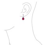 Classic 7CT Halo Red CZ Cubic Zirconia Drop Teardrop Clip On Earrings Adjustable Screw-back - Image 21