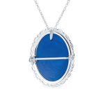 Classic Vintage Blue White Victorian Lady Cameo Pendant Necklace Sterling Silver - Image 2