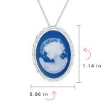 Classic Vintage Blue White Victorian Lady Cameo Pendant Necklace Sterling Silver - Image 5