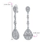 Art Deco Style Filigree Teardrop Cubic Zirconia Chandelier Clip On Earrings - Image 7