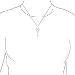 Vintage Victorian Sunburst Key Pendant Necklace in Sterling Silver with CZ - Image 3