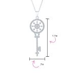 Vintage Victorian Sunburst Key Pendant Necklace in Sterling Silver with CZ - Image 4