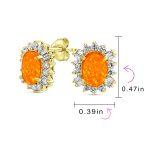 Vintage Estate Style Oval Opal Halo CZ Stud Earrings Sterling Silver 12MM - Image 8