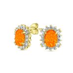 Vintage Estate Style Oval Opal Halo CZ Stud Earrings Sterling Silver 12MM - Image 2