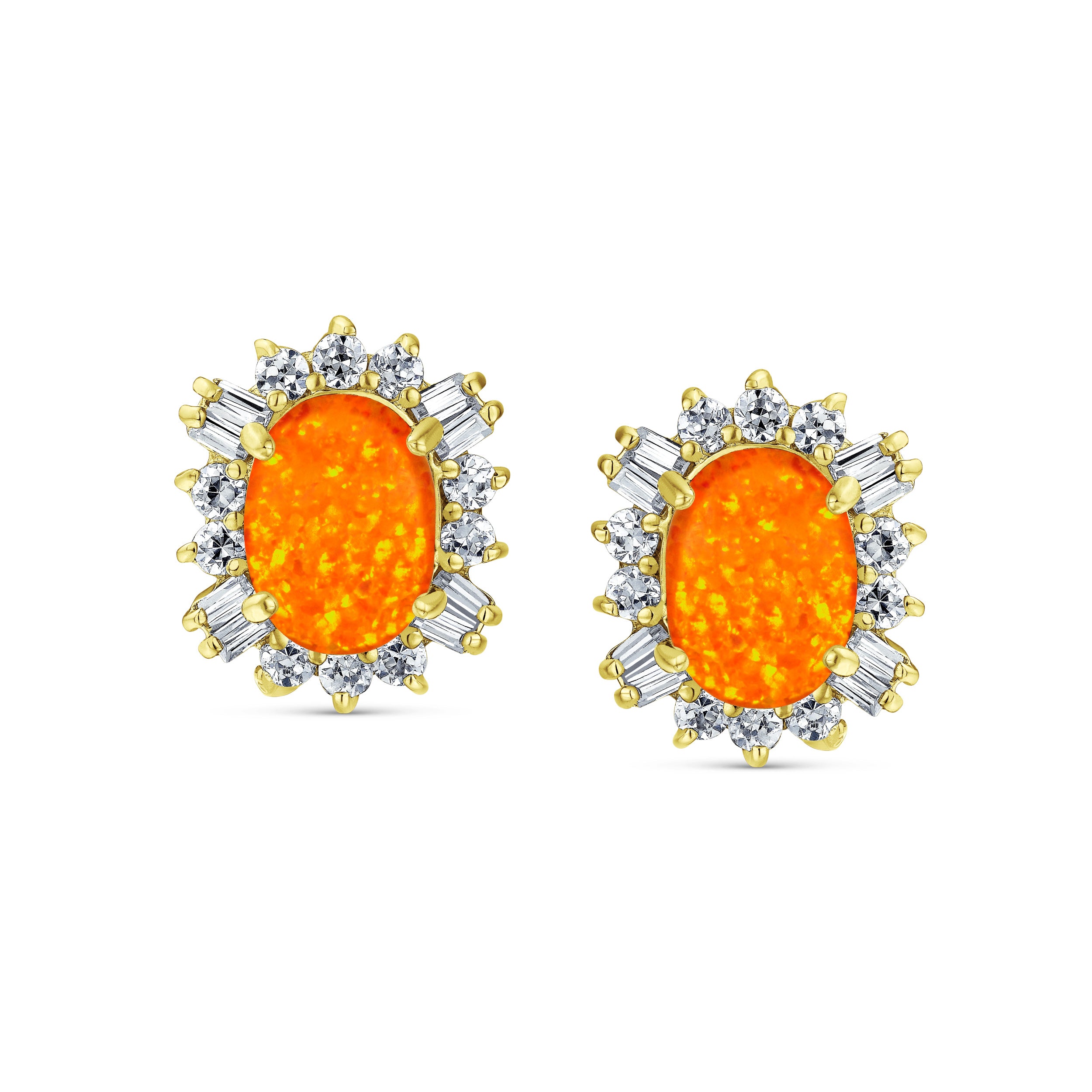 Vintage Estate Style Oval Opal Halo CZ Stud Earrings Sterling Silver 12MM - Image 4