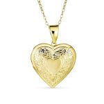Initials Vintage Heart Photo Locket Necklace 18K Gold Plated