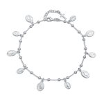 Religious Virgin Mary Medallion Dangle Charms Anklet Ankle Bracelet .925 Sterling Silver 10 Inch