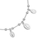 Religious Virgin Mary Medallion Dangle Charms Anklet Ankle Bracelet .925 Sterling Silver 10 Inch - Image 3
