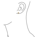 Small Green Pink CZ Stud Earrings with Holy Mother Medallion in 14K Gold - Image 3