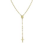 18K Gold Plated Virgin Mary Rosary Necklace Crucifix Charm