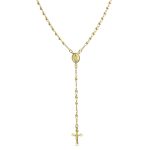 18K Gold Plated Virgin Mary Rosary Necklace Crucifix Charm