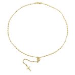 18K Gold Plated Virgin Mary Rosary Necklace Crucifix Charm - Image 3