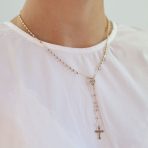 18K Gold Plated Virgin Mary Rosary Necklace Crucifix Charm - Image 2