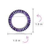 Purple Amethyst CZ Baguette Cut Eternity Circle Scarf Brooch Pin Silver Plated - Image 9