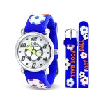 Children Watch 3D Skater Racer Sports Wristwatch with Silicone Band White Dial